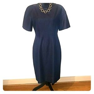 Tahari Dark Chambray Zipper Dress